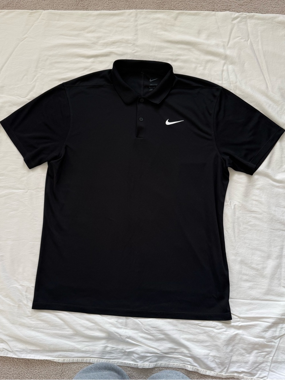 Nike Dri-FIT Black Polo Shirt Men’s Large Athletic Golf Casual Swoosh